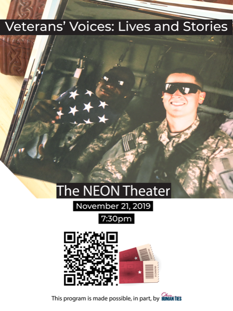 Veterans' Voices: Lives and Stories promo picture and QR code