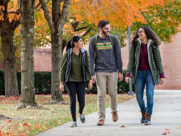 Students walking on campus