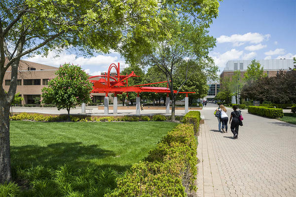 Students walking on campus