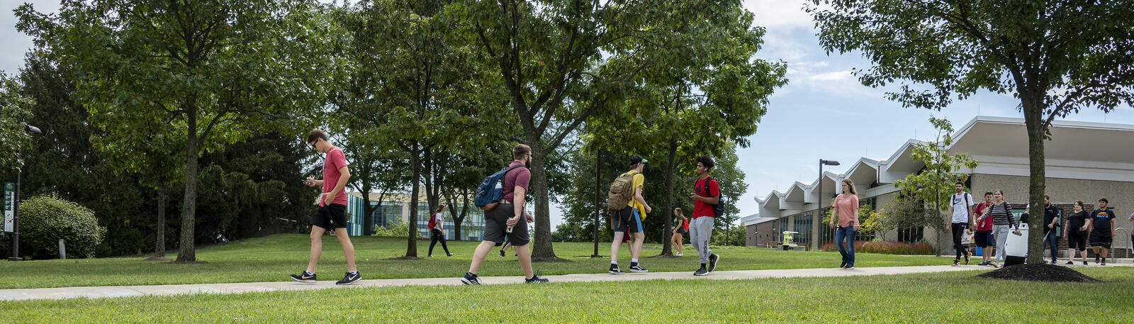 photo of students walking outside on campus