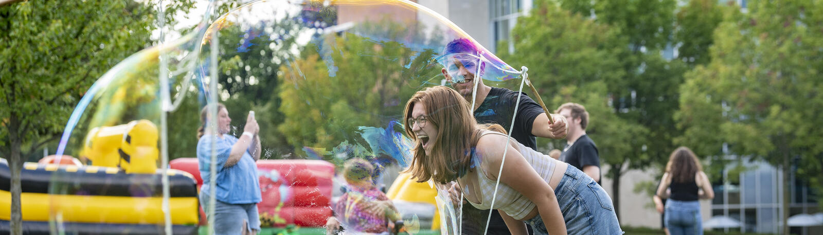 photo of students at an event on campus