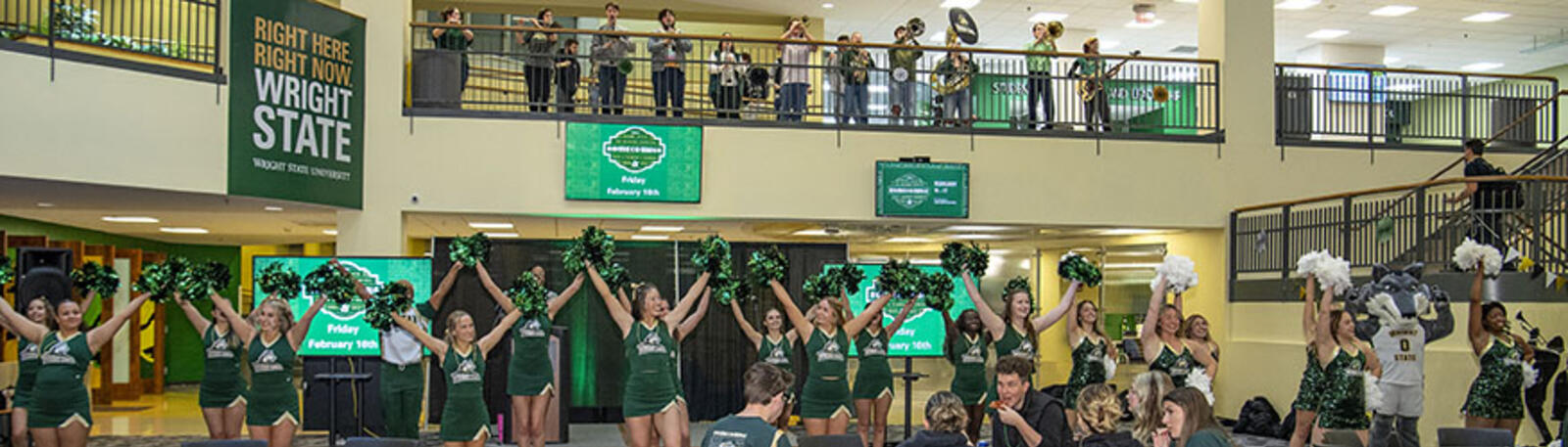 photo of cheerleaders in the student union