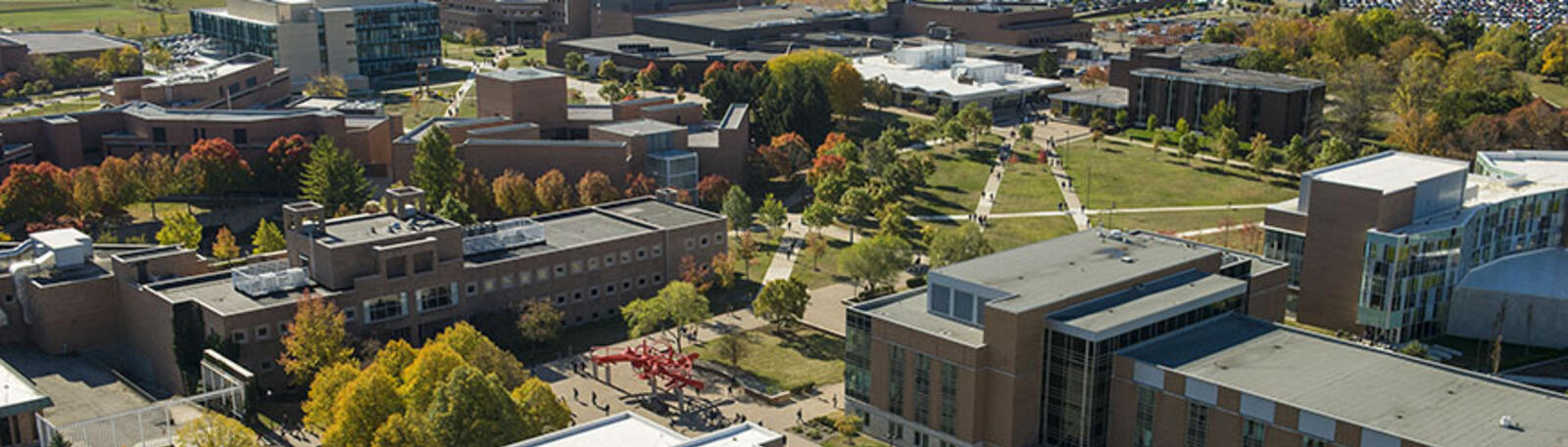 aerial photo of wright state's campus