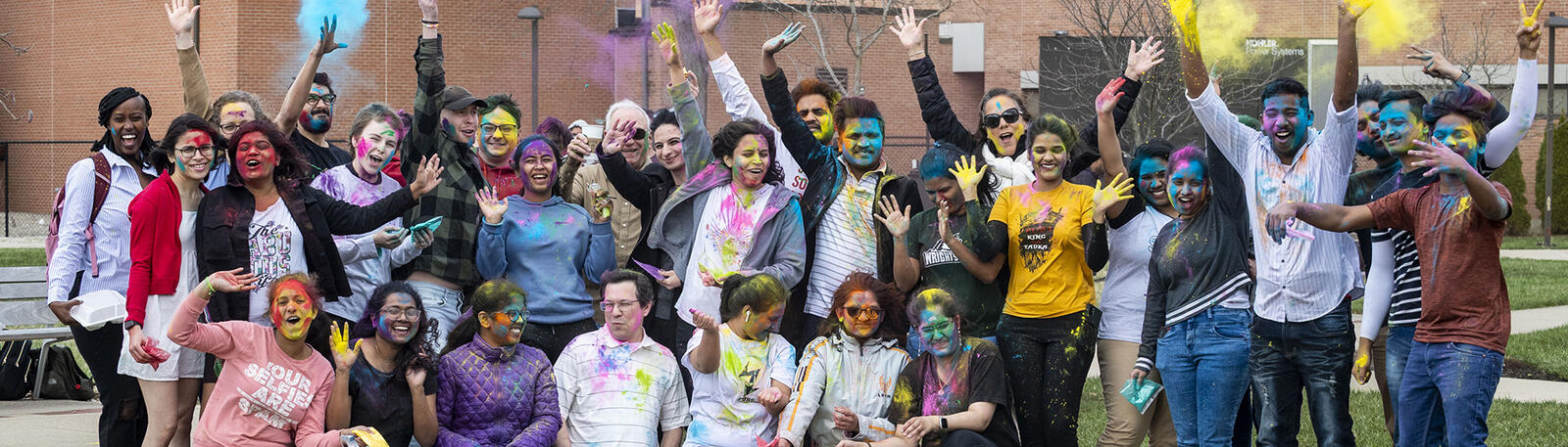 students at a celebration on campus