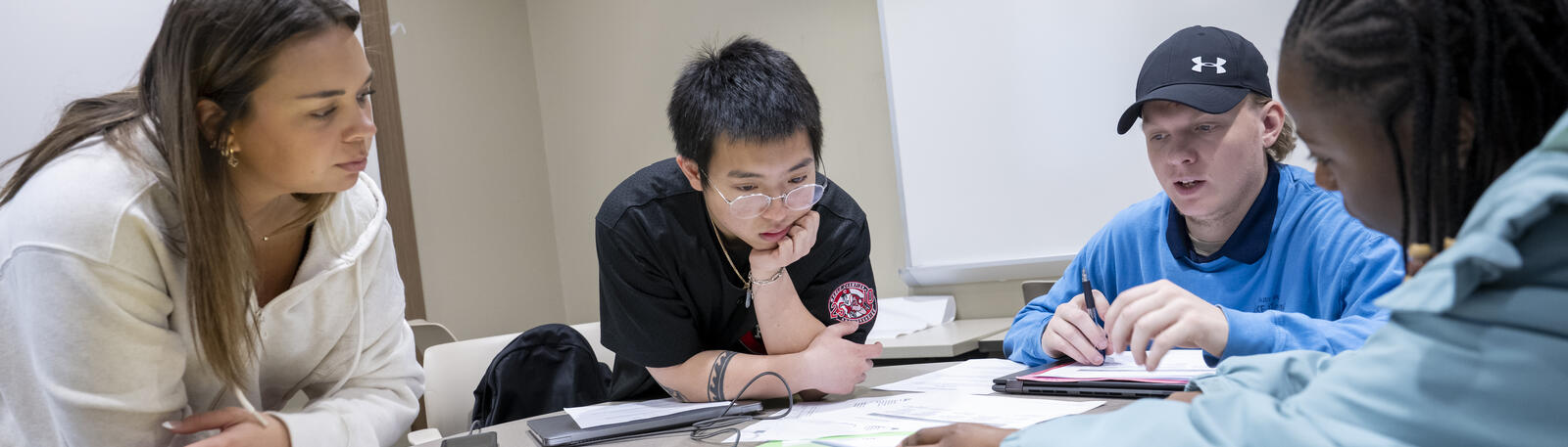 students studying together in the library