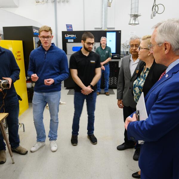 Lt. Gov. Jim Tressel visits Wright State, highlighting workforce development and student opportunities