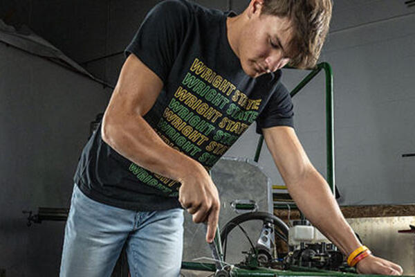 student working in an engineering lab