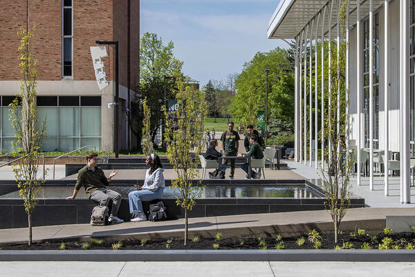 Wright State celebrates revitalized campus gathering space: the Moat at Wright Plaza