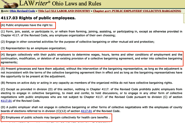 Ohio collective bargaining law