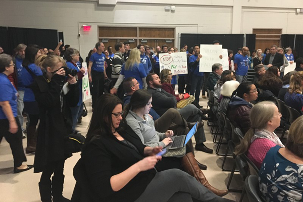 Faculty protesting at trustees meeting
