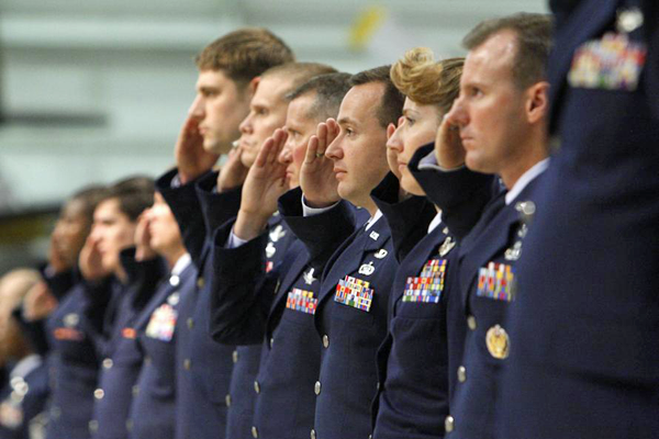 Uniforms saluting