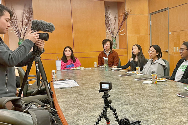 AsianAmerican students being interviewed