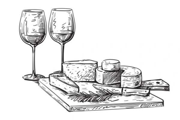 wine and cheese illustration