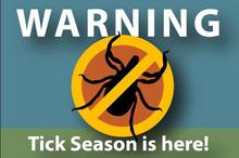 TICKS IN AREA TICK WARNING SIGN CAUTION TICK HABITAT BE CAREFUL SAFETY SIGN 