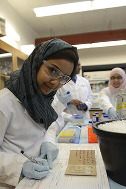 photo of a student working in a lab