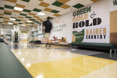 photo of student walking in the student union