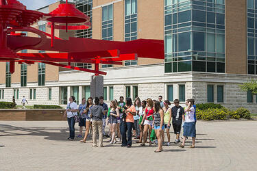 photo of students on a campus tour