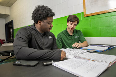 students studying in an aviation class 