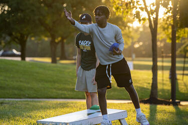 students playing cornhole at wright state