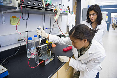 photo of a student working in a lab