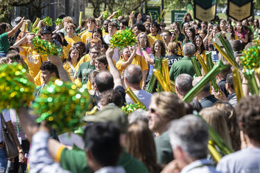 photo of students at the clap in for new students