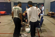 Basketball players at Samaritan's Feet event