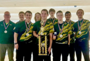 Bowling team with trophy