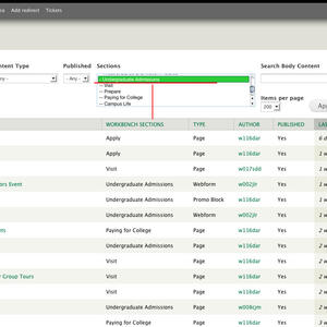 Find Content by Workbench Section