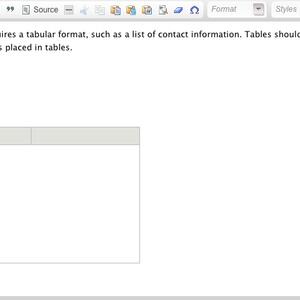 Screenshot of empty Table in Drupal edit mode