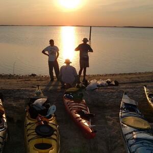 sunset before kayaking 