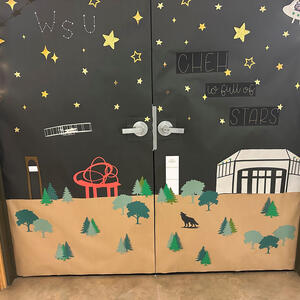 photo of CHEH Deans Office Homecoming Door Decorating 2025
