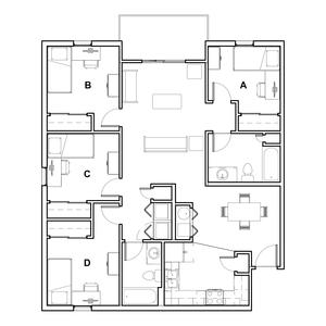 floor plan of college and university park quad a apartment