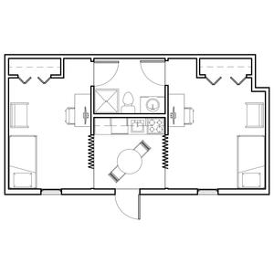 floor plan of a forest lane studio apartment