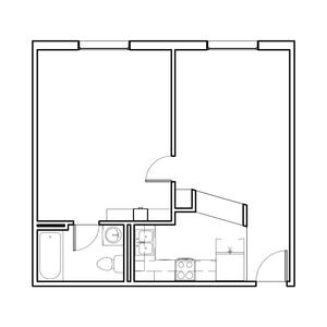 floor plan of a one bedroom in the village apartments