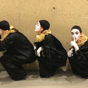 Three mimes in hiding