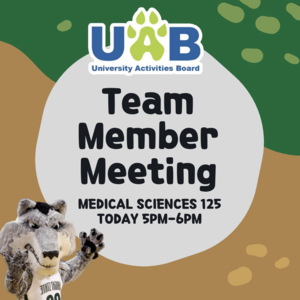 university activities board graphic for team member meeting medical sciences 125