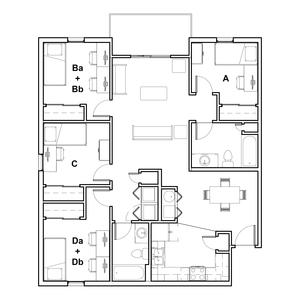 floor plan of university park quad a apartment