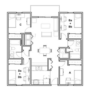 floor plan of university park quad b, c, d apartment