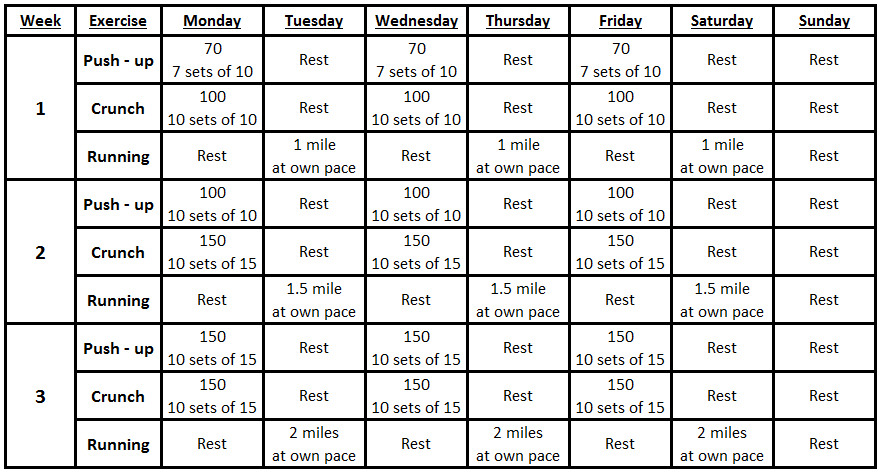 Air Force Fitness Chart Under 30